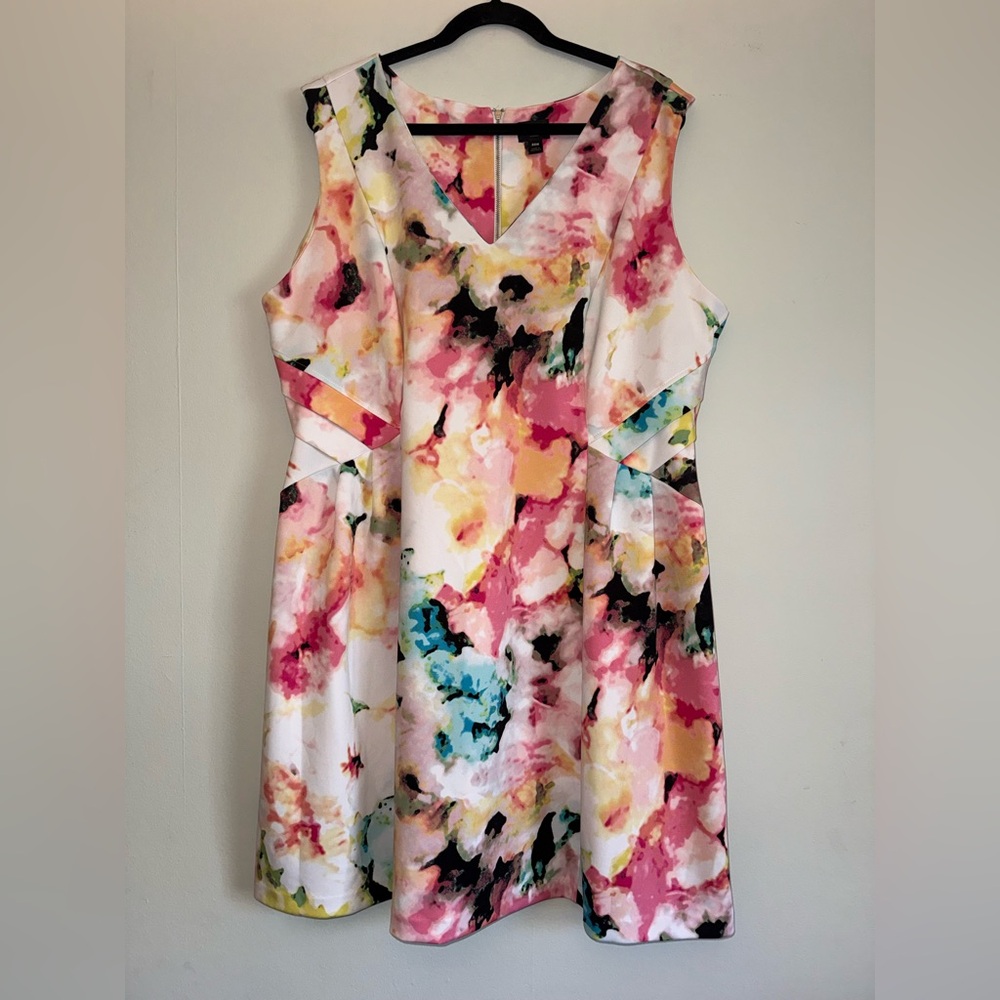 WORTHINGTON Women’s Multicolor Stretch Zip Sleeveless A-line Dress plus Sz 20w✨